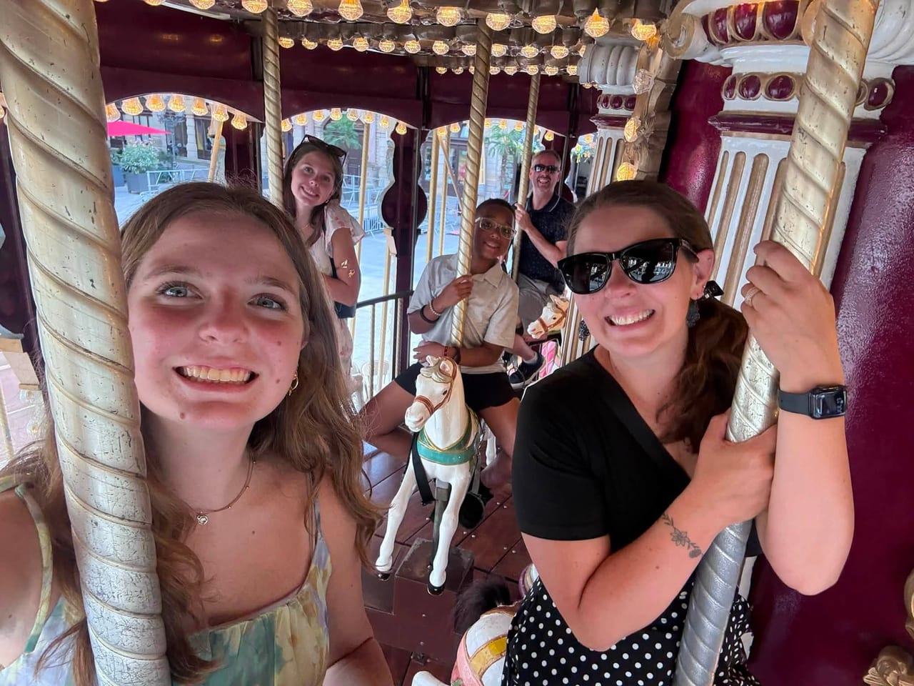 A selfie riding the carousel in Strasbourg