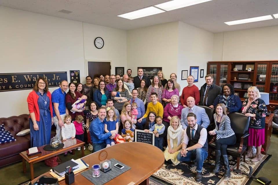 Our family with the many family members and friends who came to support us, gathered in the judge’s office